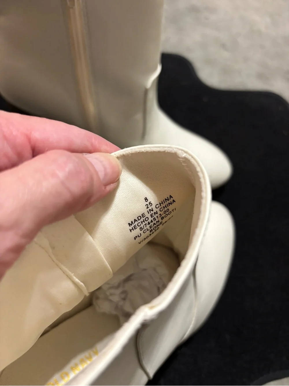 Old Navy Cream Ankle Booties with Stacked Block Heel